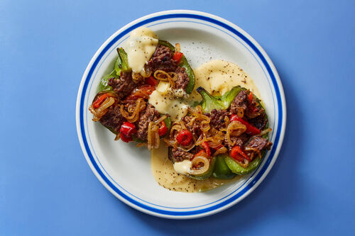 Turkey Philly Cheesesteak Stuffed Peppers