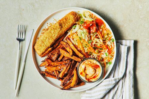 Crumbed Salmon and Chips