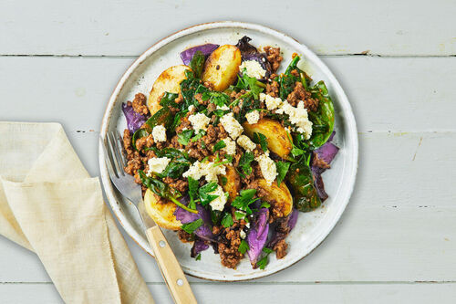 Lamb Mince, Roast Potatoes and Cabbage