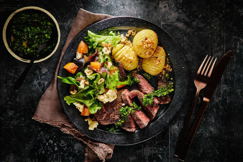 Beef Rump Steaks and Salsa Verde