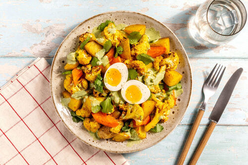Röstgemüsesalat mit Korianderjoghurt