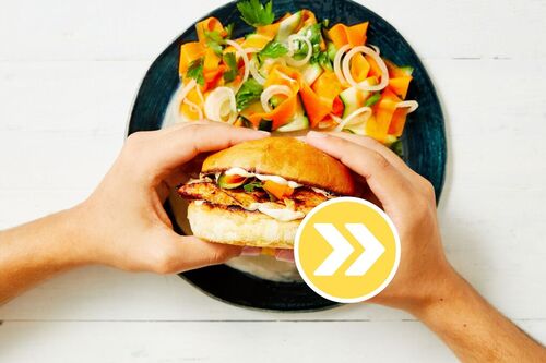 Spicy Chipotle Chicken and Haloumi Burger