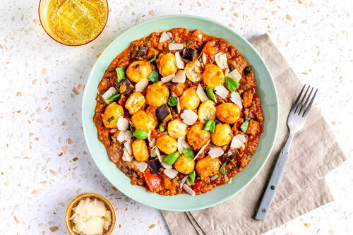 Käse-Gnocchi und Aubergine