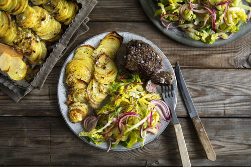 Bio-kogelbiefstuk met "pommes Anna"