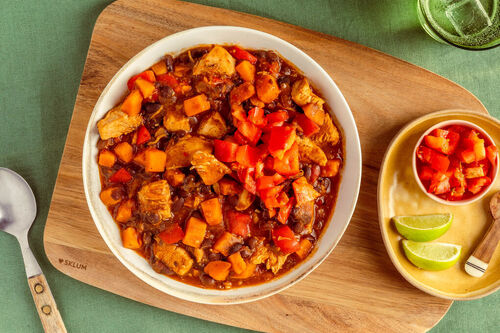 Chili met bio-kip en zoete aardappel