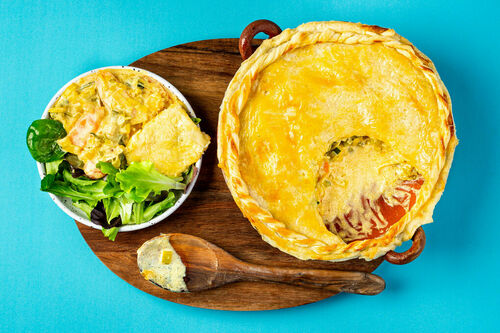 Zartes Currygemüse mit Blätterteighaube