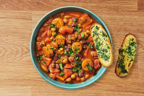 Saucy Moroccan Beans and Chorizo