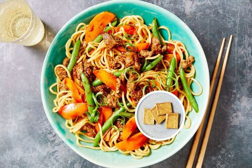 Tofu, Noodle and Sweet Soy Stir-Fry