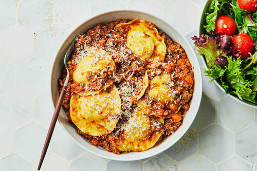 15-Min Ravioli with Ready-Made Bolognese