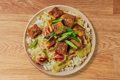 Crispy Satay Tofu and Curry Sauce