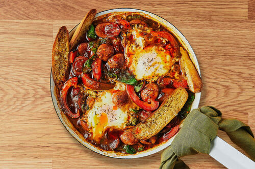 Chorizo Shakshuka and Garlic Toasts