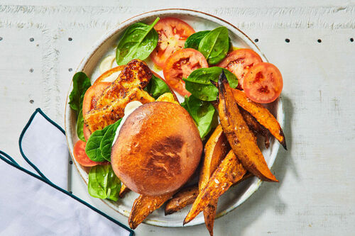 Smoky Haloumi Burgers and Wedges