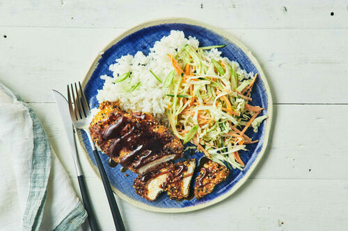 Sesame Chicken Katsu and Japanese Slaw