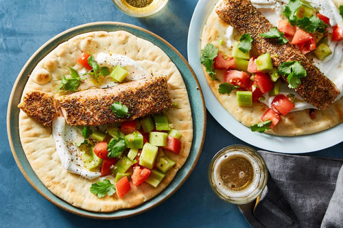 Greek-Inspired Salmon Gyro