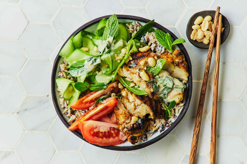 Fast Coconut Chicken Thigh Rice Salad