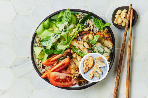 Fast Coconut Chicken Breast Rice Salad