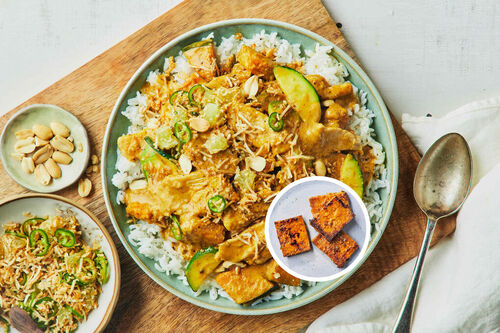 Tofu Rendang and Lime Coconut Salsa