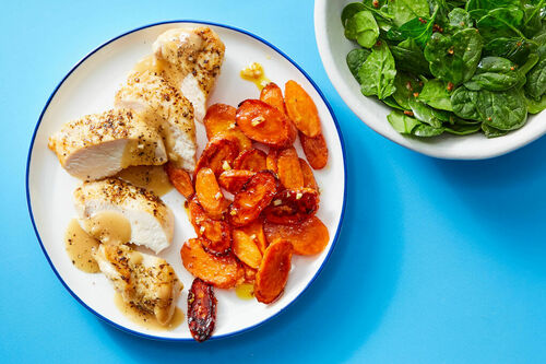 Oregano Chicken with Honey-Glazed Carrots