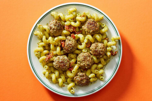 Lamb Meatball Pesto Pasta