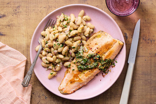 Salmon with White Bean Salad