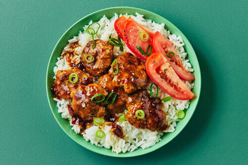 Glazed Pork Patties and Rice