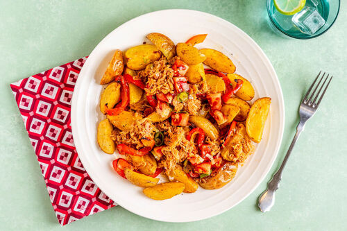 Pulled chicken met ovenaardappels