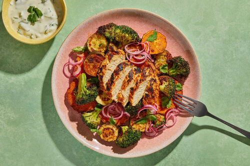 Extra viel Tandoori-Hähnchen mit Ofengemüse