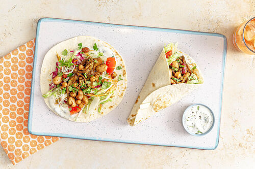 Kichererbsen-Wraps mit Schawarma-Pilzen