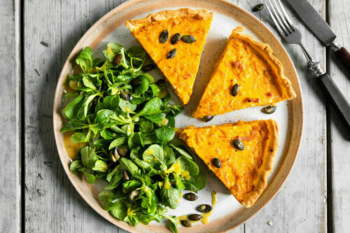 Feine Kürbisquiche mit Speck