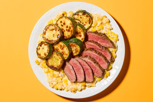 Seared Steak & Creamed Corn Gratin