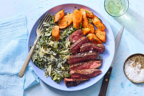 Low-Carb Ribeye & Creamed Collard Greens
