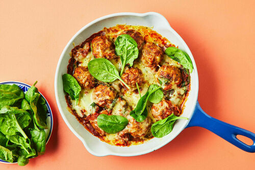 Carb-Conscious Pork Meatball Parmigiana