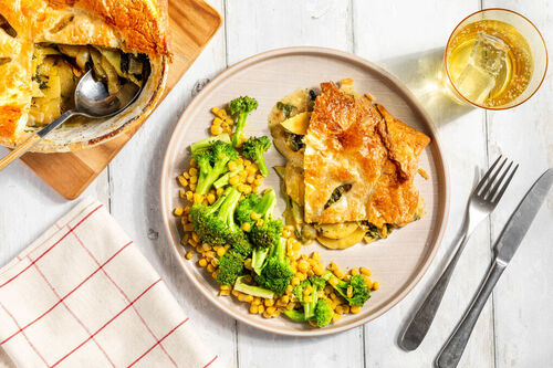 Vegan ovenschotel met aardappel en spinazie