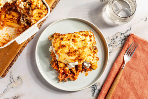 Griekse lasagne met half-om-half gehakt