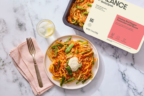Creamy Red Pepper Fettuccine with Bacon