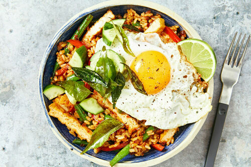 Nutritious Spicy Fried Tofu Brown Rice