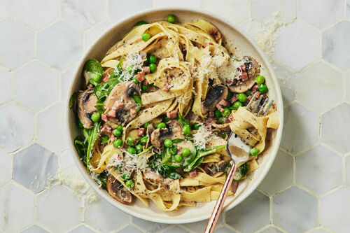 15-Min Creamy Bacon and Mushroom Boscaiola