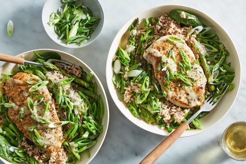 Spring Chicken Grain Bowl with Asparagus