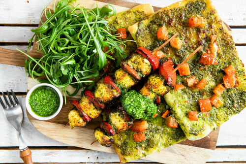 Paprika-Bio-Hähnchen-Spieße