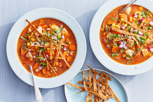 Tortilla Soup with Readymade Chicken