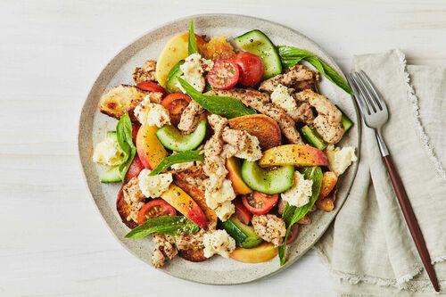 Pork and Fresh Peach Panzanella