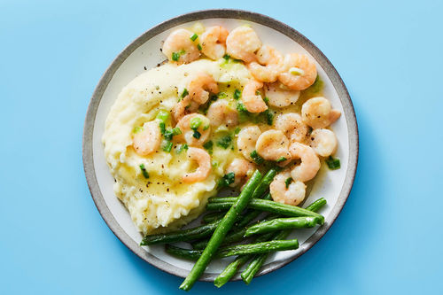 Garlic Butter Shrimp With Roasted Green Beans Mashed Potatoes Dinnerly