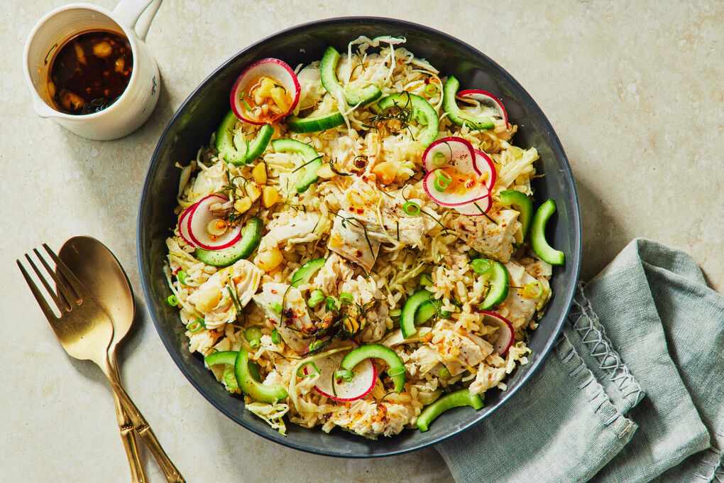princess polly baby blue dress Nutritious Thai Chicken and Brown Rice Salad with Cucumber, Radish and  Macadamia Dressing