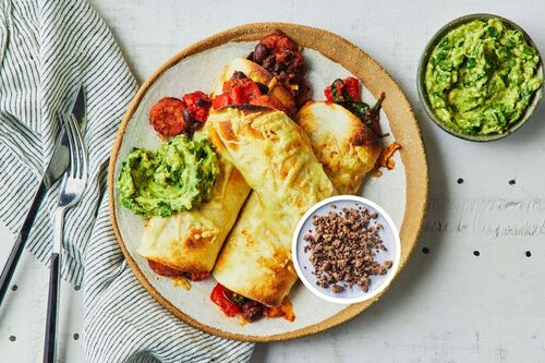 Beef, Chorizo and Bean Enchiladas