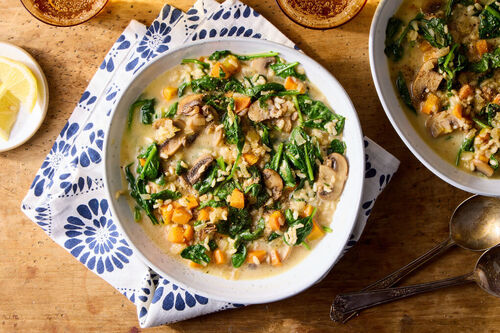 Creamy Chicken, Mushroom & Brown Rice Soup