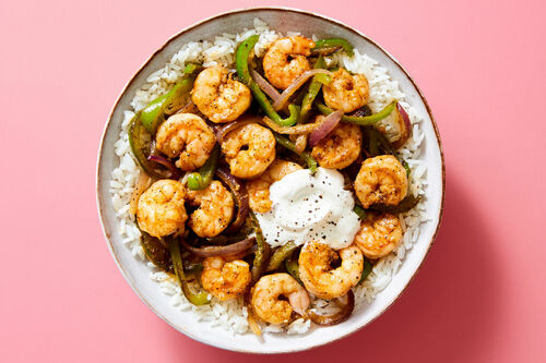 Shrimp Fajita Bowl with Large Shrimp!