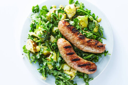 Grilled Bratwurst & Arugula-Potato Salad