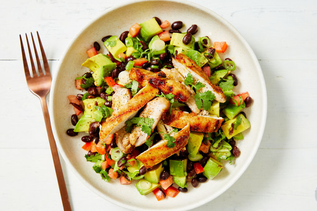 Char Grilled Chicken with Black Bean and Avocado Salad