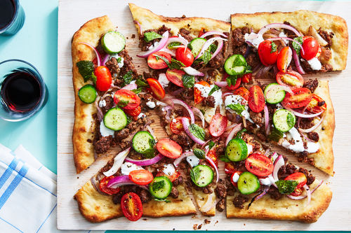 Middle Eastern Impossible Ground Pizza
