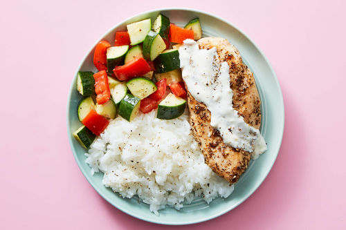 Chicken Souvlaki Platter & Cauliflower Rice